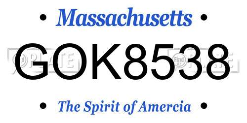 GOK8538 Massachusetts License Plate
