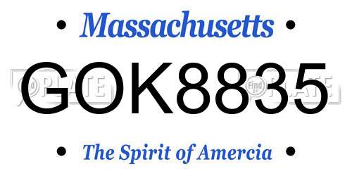 GOK8835 Massachusetts License Plate