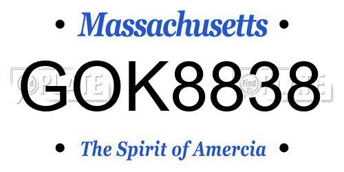 GOK8838 Massachusetts License Plate