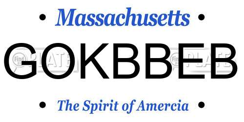 GOKBBEB Massachusetts License Plate