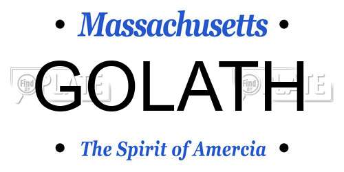 GOLATH Massachusetts License Plate