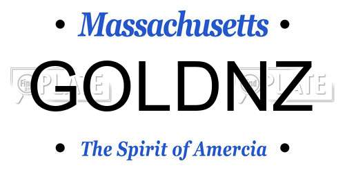 GOLDNZ Massachusetts License Plate