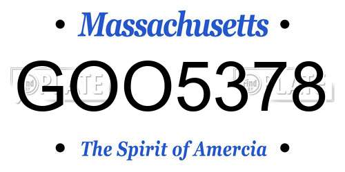 GOO5378 Massachusetts License Plate
