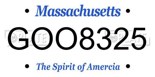 GOO8325 Massachusetts License Plate
