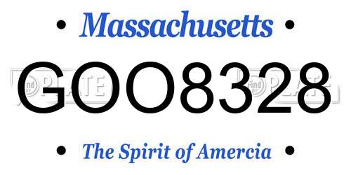 GOO8328 Massachusetts License Plate