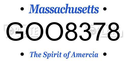 GOO8378 Massachusetts License Plate