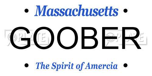 GOOBER Massachusetts License Plate
