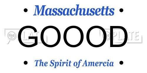 GOOOD Massachusetts License Plate