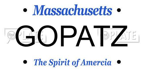 GOPATZ Massachusetts License Plate