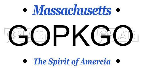GOPKGO Massachusetts License Plate