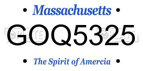 GOQ5325 Massachusetts License Plate