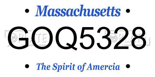 GOQ5328 Massachusetts License Plate