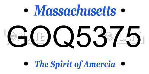 GOQ5375 Massachusetts License Plate