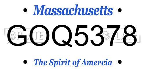 GOQ5378 Massachusetts License Plate