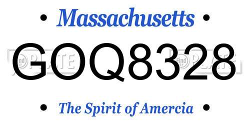 GOQ8328 Massachusetts License Plate