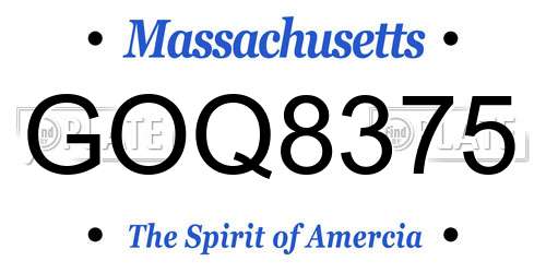 GOQ8375 Massachusetts License Plate
