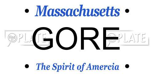 GORE Massachusetts License Plate