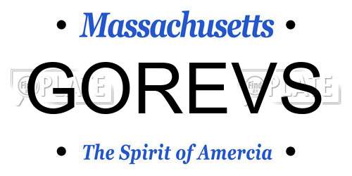 GOREVS Massachusetts License Plate