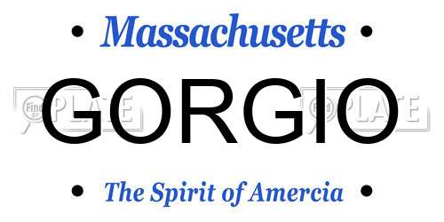 GORGIO Massachusetts License Plate