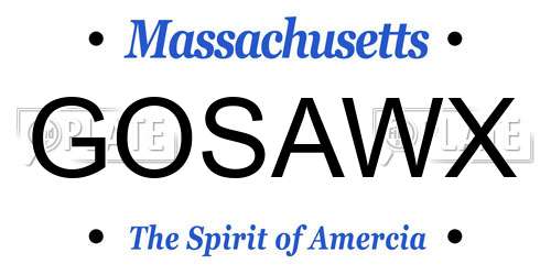 GOSAWX Massachusetts License Plate