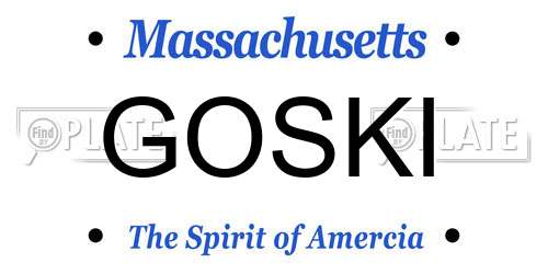 GOSKI Massachusetts License Plate