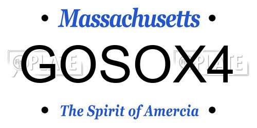 GOSOX4 Massachusetts License Plate