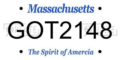 GOT2148 Massachusetts License Plate