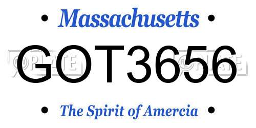 GOT3656 Massachusetts License Plate