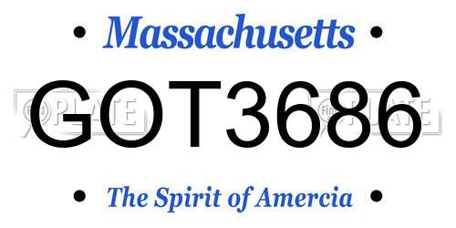 GOT3686 Massachusetts License Plate