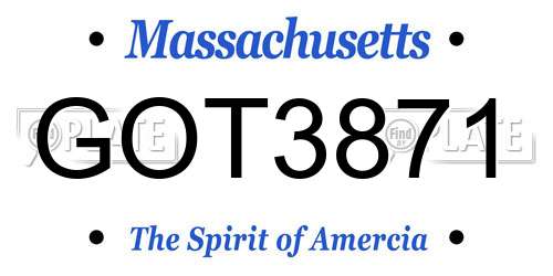 GOT3871 Massachusetts License Plate