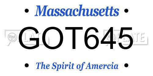 GOT645 Massachusetts License Plate