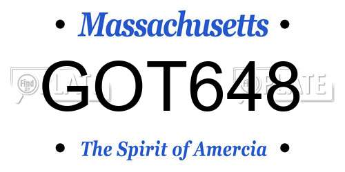 GOT648 Massachusetts License Plate