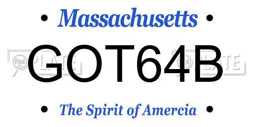 GOT64B Massachusetts License Plate