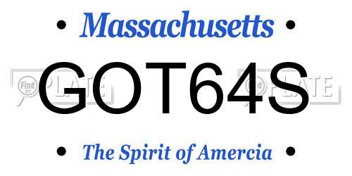 GOT64S Massachusetts License Plate