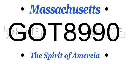 GOT8990 Massachusetts License Plate