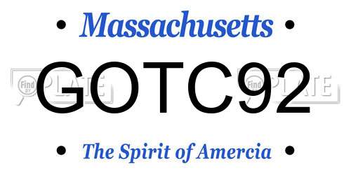GOTC92 Massachusetts License Plate