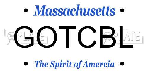 GOTCBL Massachusetts License Plate