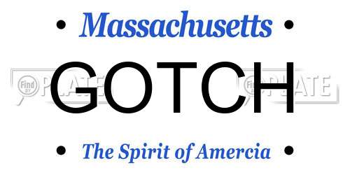 GOTCH Massachusetts License Plate