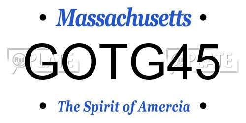 GOTG45 Massachusetts License Plate