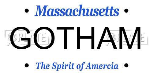 GOTHAM Massachusetts License Plate