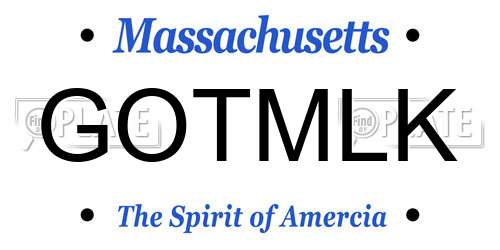 GOTMLK Massachusetts License Plate