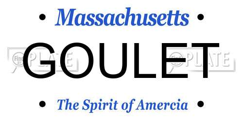 GOULET Massachusetts License Plate