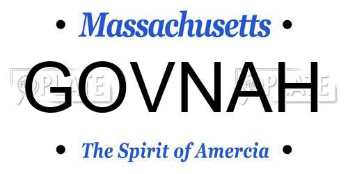 GOVNAH Massachusetts License Plate