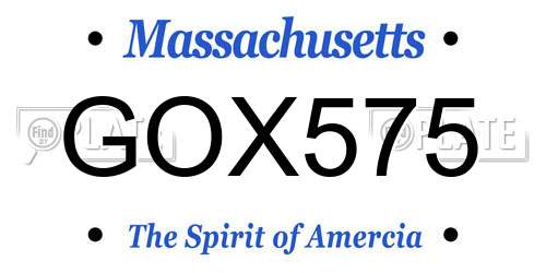 GOX575 Massachusetts License Plate