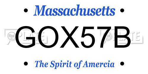 GOX57B Massachusetts License Plate