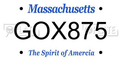 GOX875 Massachusetts License Plate
