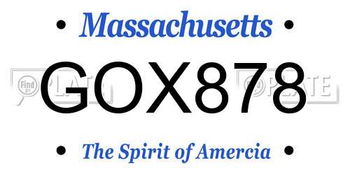 GOX878 Massachusetts License Plate