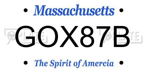 GOX87B Massachusetts License Plate