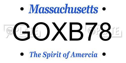 GOXB78 Massachusetts License Plate