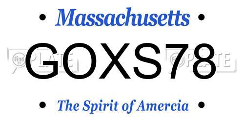 GOXS78 Massachusetts License Plate